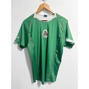 Vintage Mexico Soccer Jersey Large Green Embroidered Football Mesh